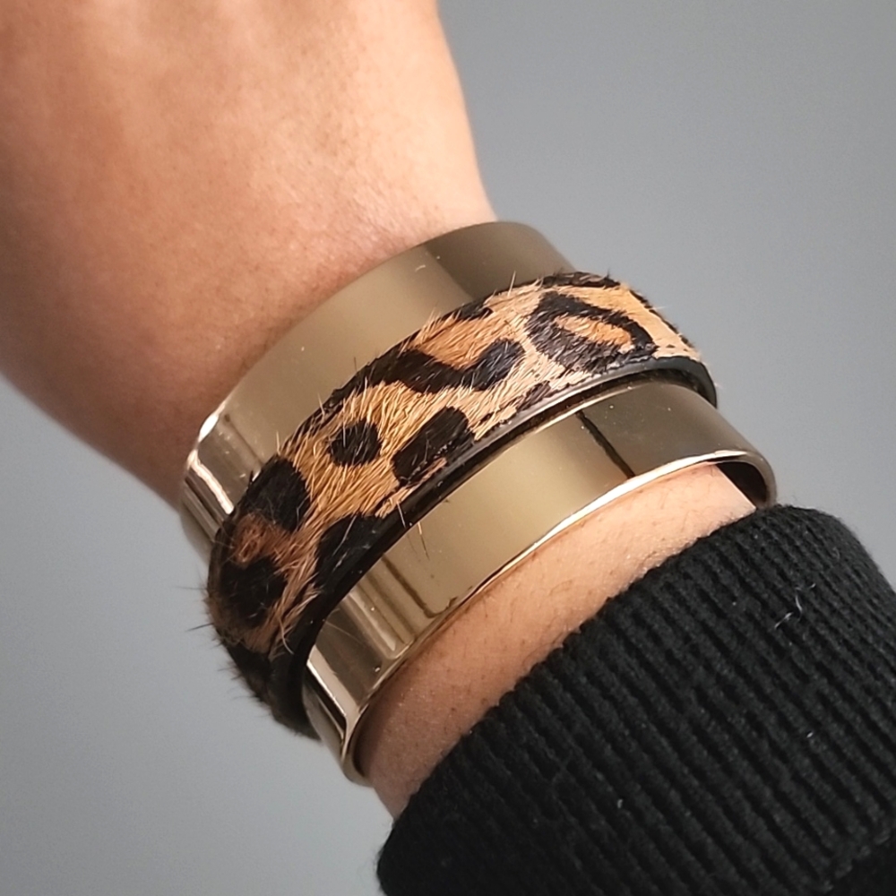 ZARA Gold and Brown Leopard Print Women's Bracelet - Picture 6 of 14